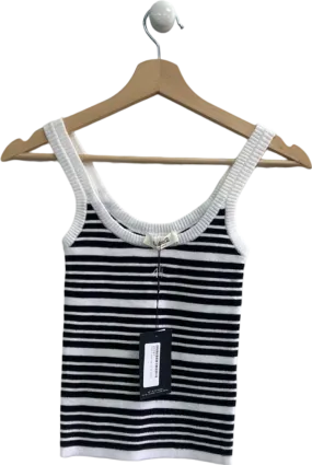 AH-RECKLESS Navy White Striped Knit Tank Top UK 8