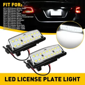 LED License Plate Lights Tag Light Lamp Assembly for Nissan Altima Maxima Murano Rogue Sentra Versa Note Pathfinder Quest, Infiniti JX35 QX56 QX60 QX80