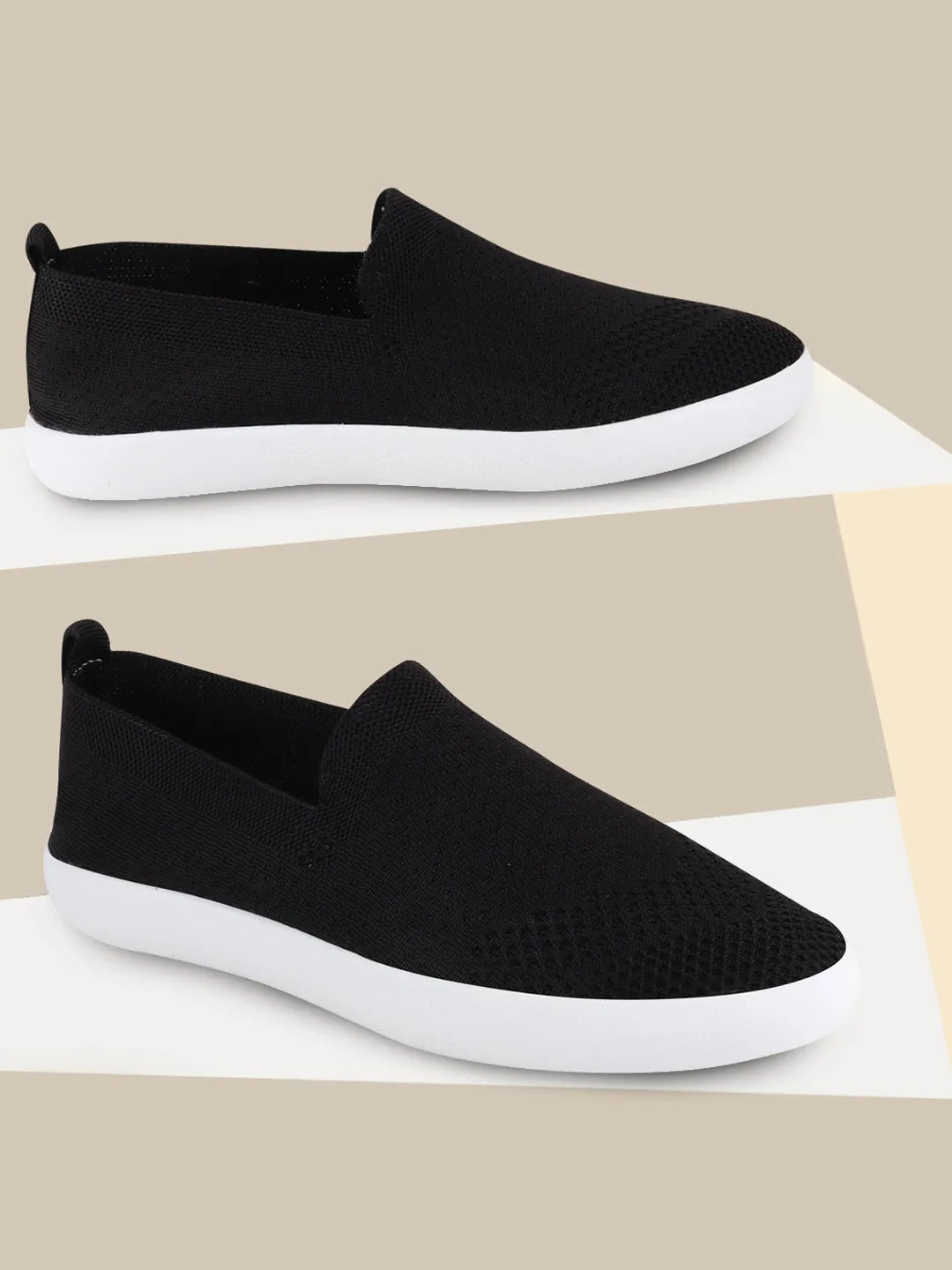 Men Black Casual Slip-On Shoes