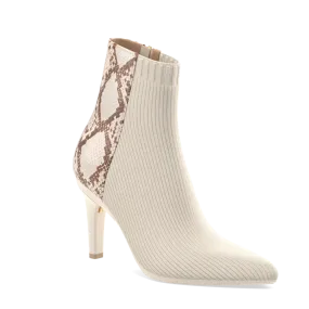 The Bootie - Ivory Snakeskin & Knit 4 Stiletto