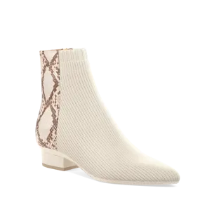 The Bootie - Ivory Snakeskin & Knit