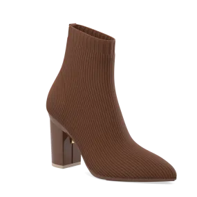 The Bootie Walnut Knit   Block Heel Kit 4 Walnut