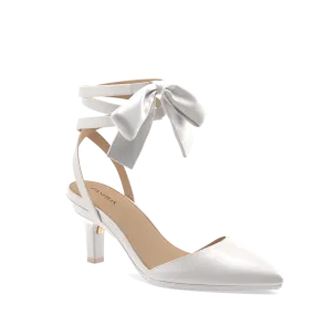 The D'Orsay - White Satin Bow   Stiletto Heel Kit 3 White